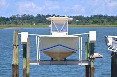 A Motorboat Docked on the Bay